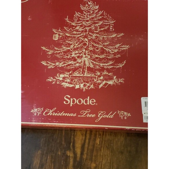 Spode Christmas Tree Gold 75th Anniversary Edition 12” Round Platter Macy's BOX - Picture 10 of 11
